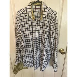 Robert Graham Yellow/Black Plaid Long Sleeve‎ Button Up Size XL